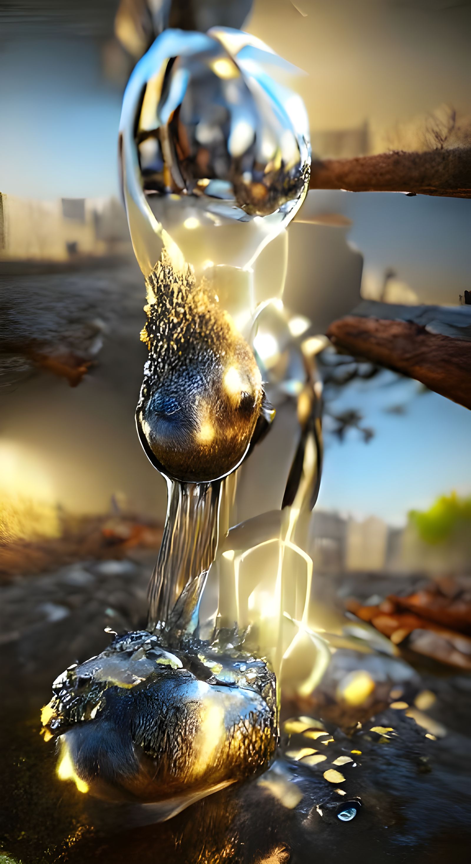 Liquid Metal Splash in Hyperrealistic Surrealism