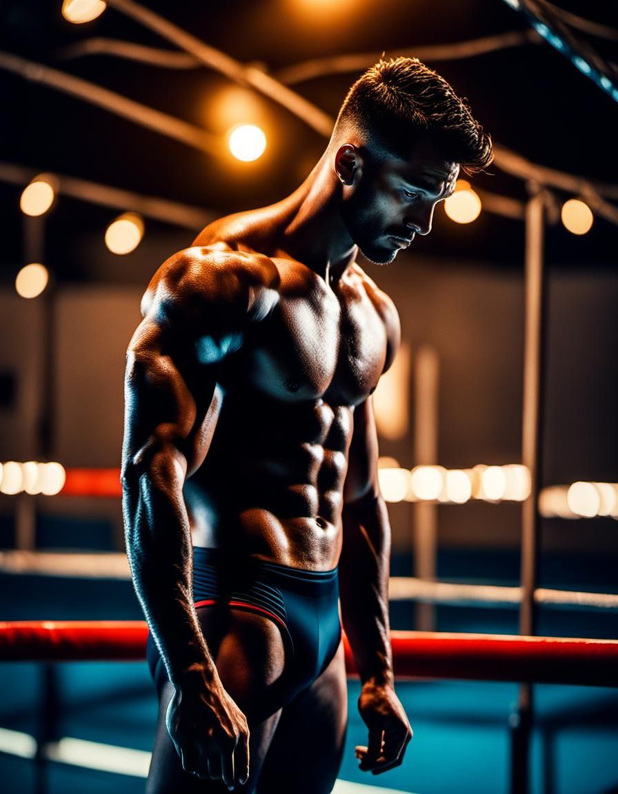 Athletic Diver Poised to Jump, Analog Style Photography