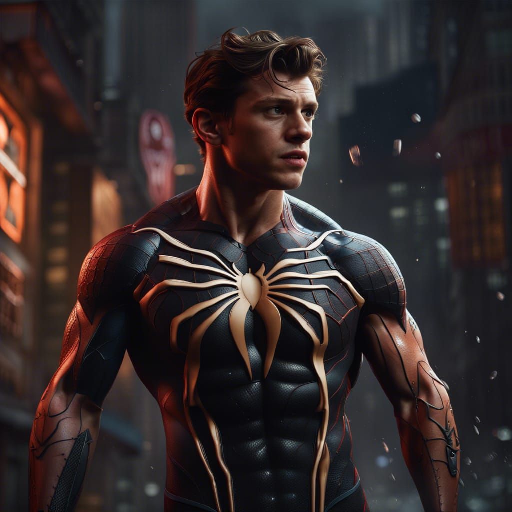 Tom Holland as Venom Spider-Man: Detailed Digital Art