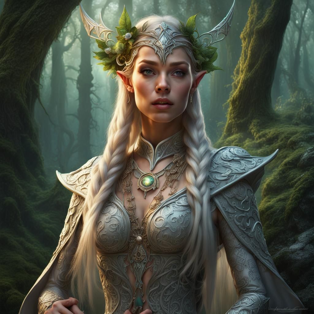 Elven Magic in Enchanted Woodlands: Fantasy Art