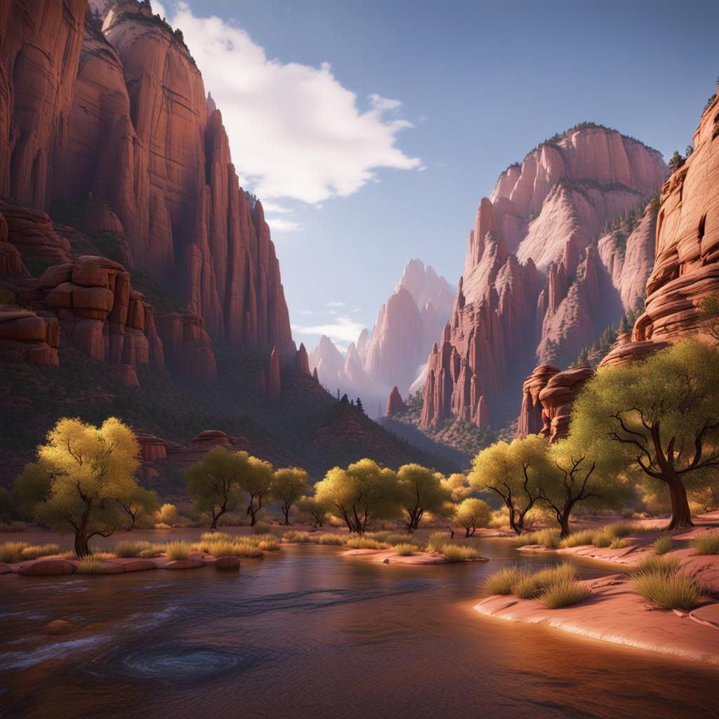 Zion National Park: Detailed Matte Painting in 8K