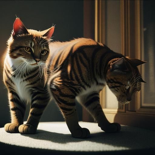 Cinematic Close-up of Playful Cats