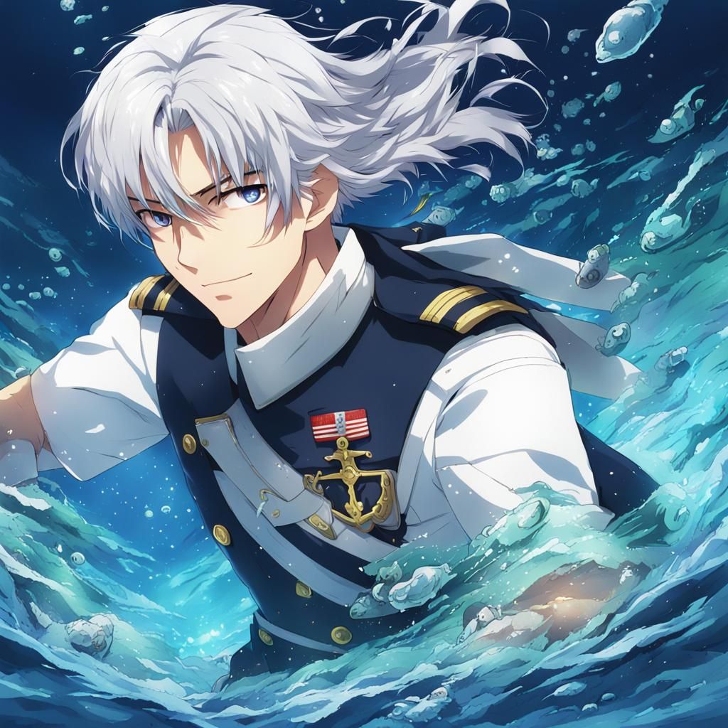 Anime Style: Drowning Navy Admiral Underwater