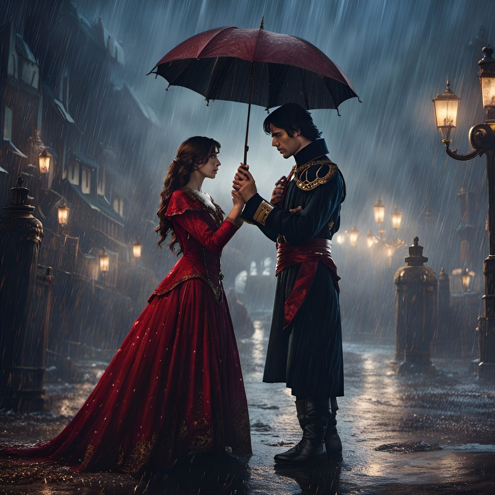 Prince Breaks Up With Maiden in Rain: Fantasy Art