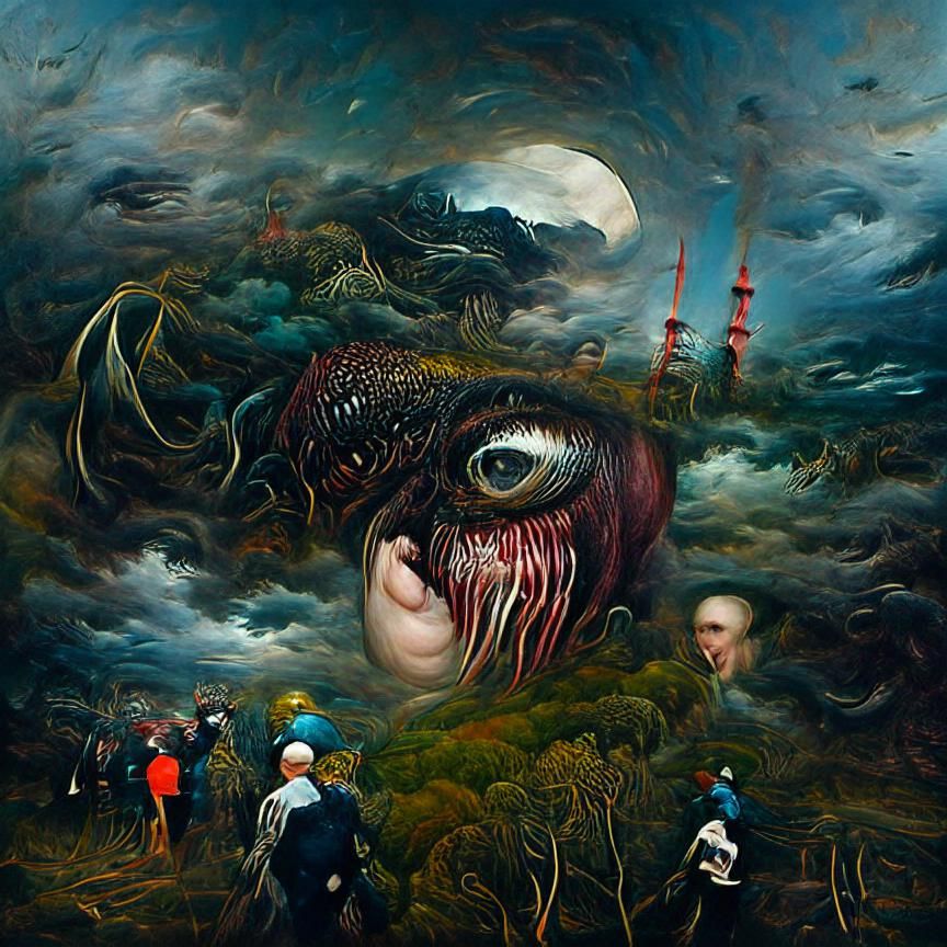 Terrifying Monster in a Horrific Nightmare Landscape