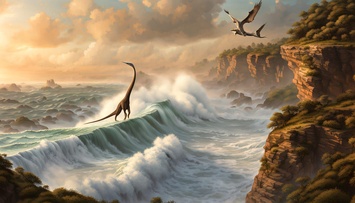 Thylacine, Quetzalcoatlus, and Megalograptus in Digital Art