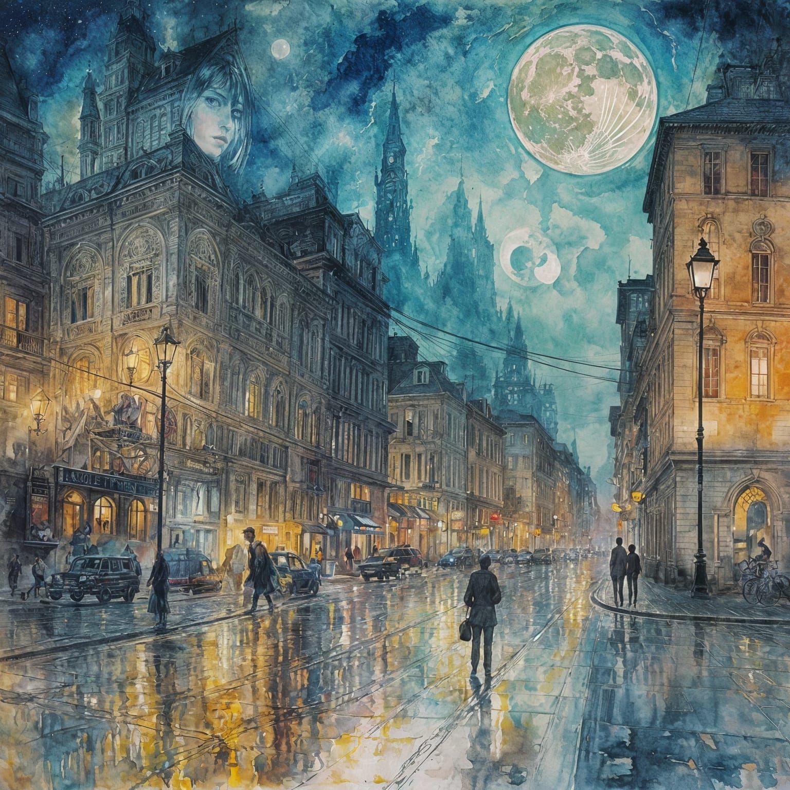 Ethereal Mermaid Under Blue Moonlight