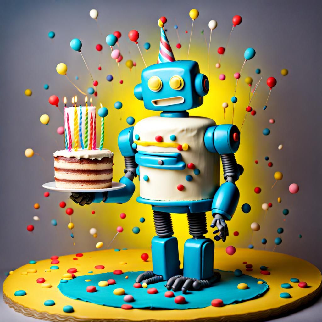Robot Surprise: Unexpected Birthday Cake Delivery