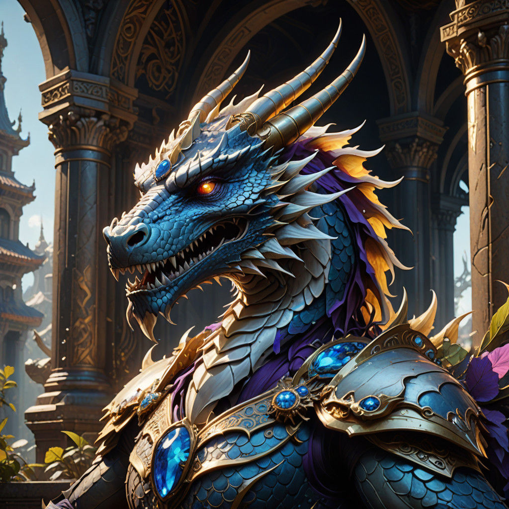 Majestic Pearl White Dragon in Ancient Temple