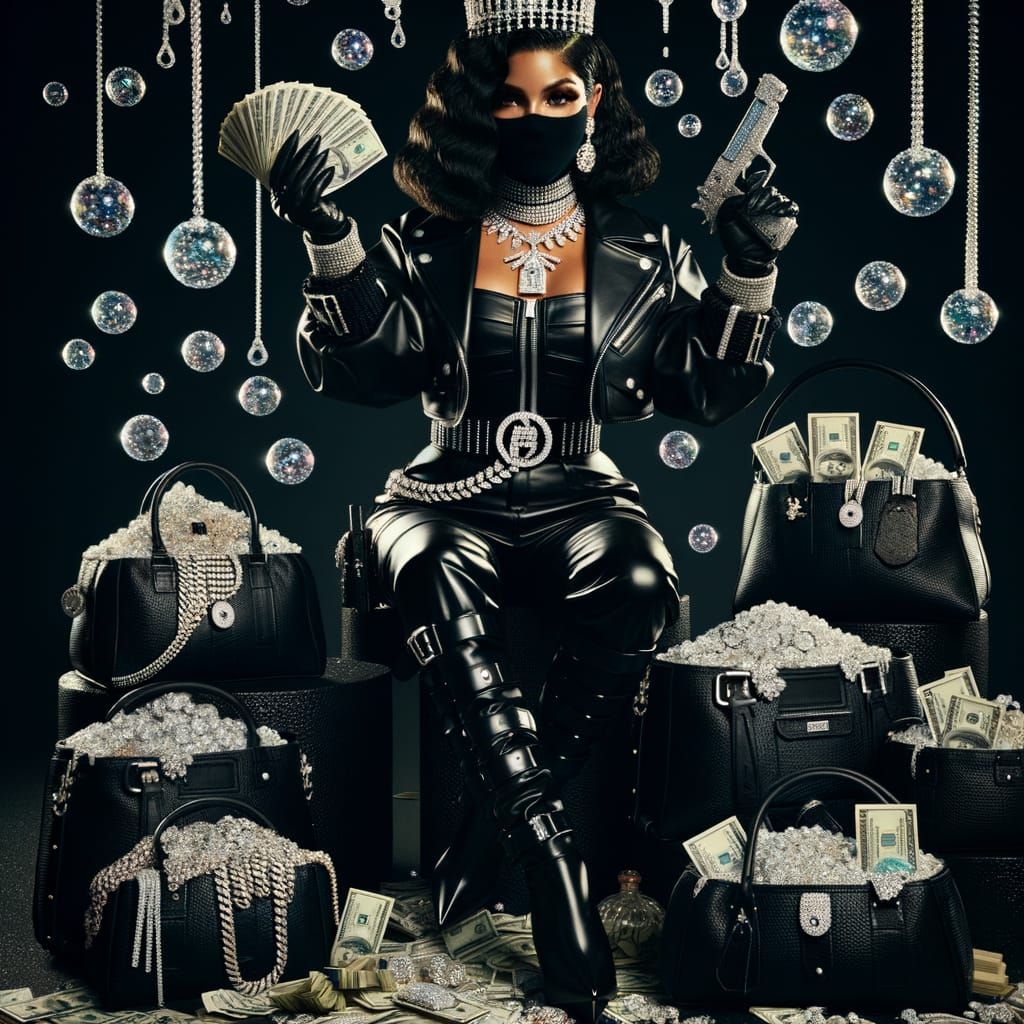 Latina Robber Queen on Throne with Diamonds