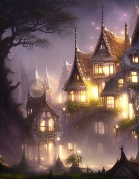 Clockpunk Fairy Town: Detailed Fantasycore Digital Illustrat...