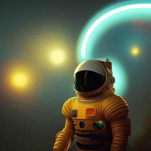 Neon Space: Mexican Man in Astronaut Helmet