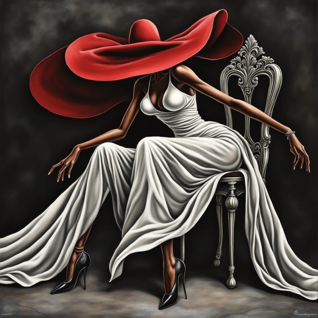 Scarlet Oracle in Noir Fantasy Illustration