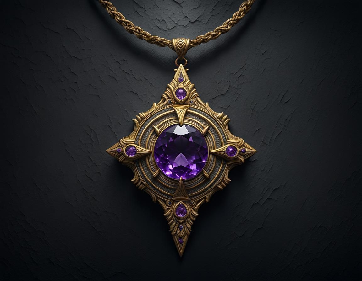 Amethyst Pendant in Art Nouveau Style