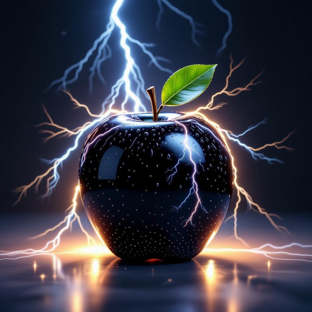 Black Apple Ablaze with Lightning