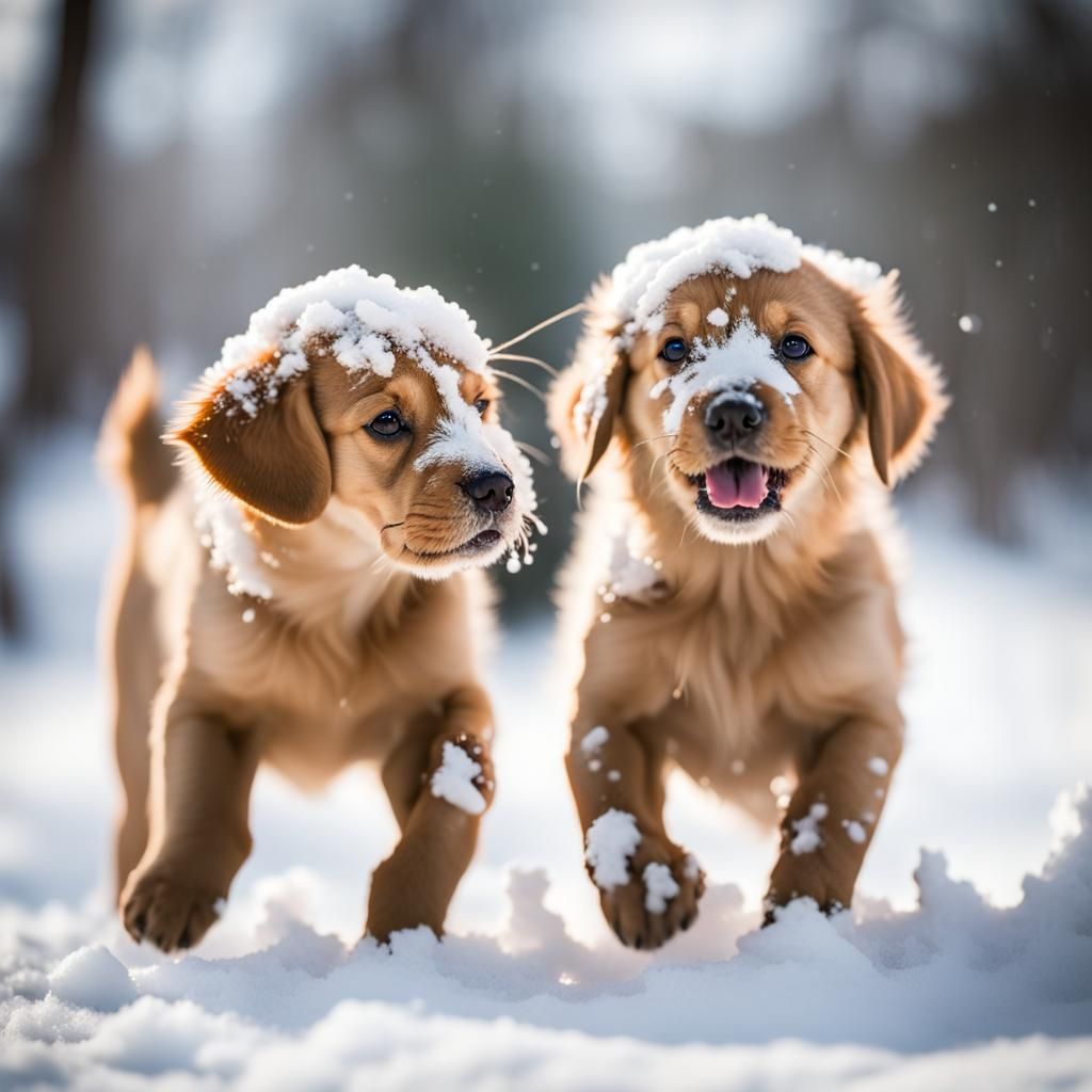 Puppies Play in the Snow: Professional Photography