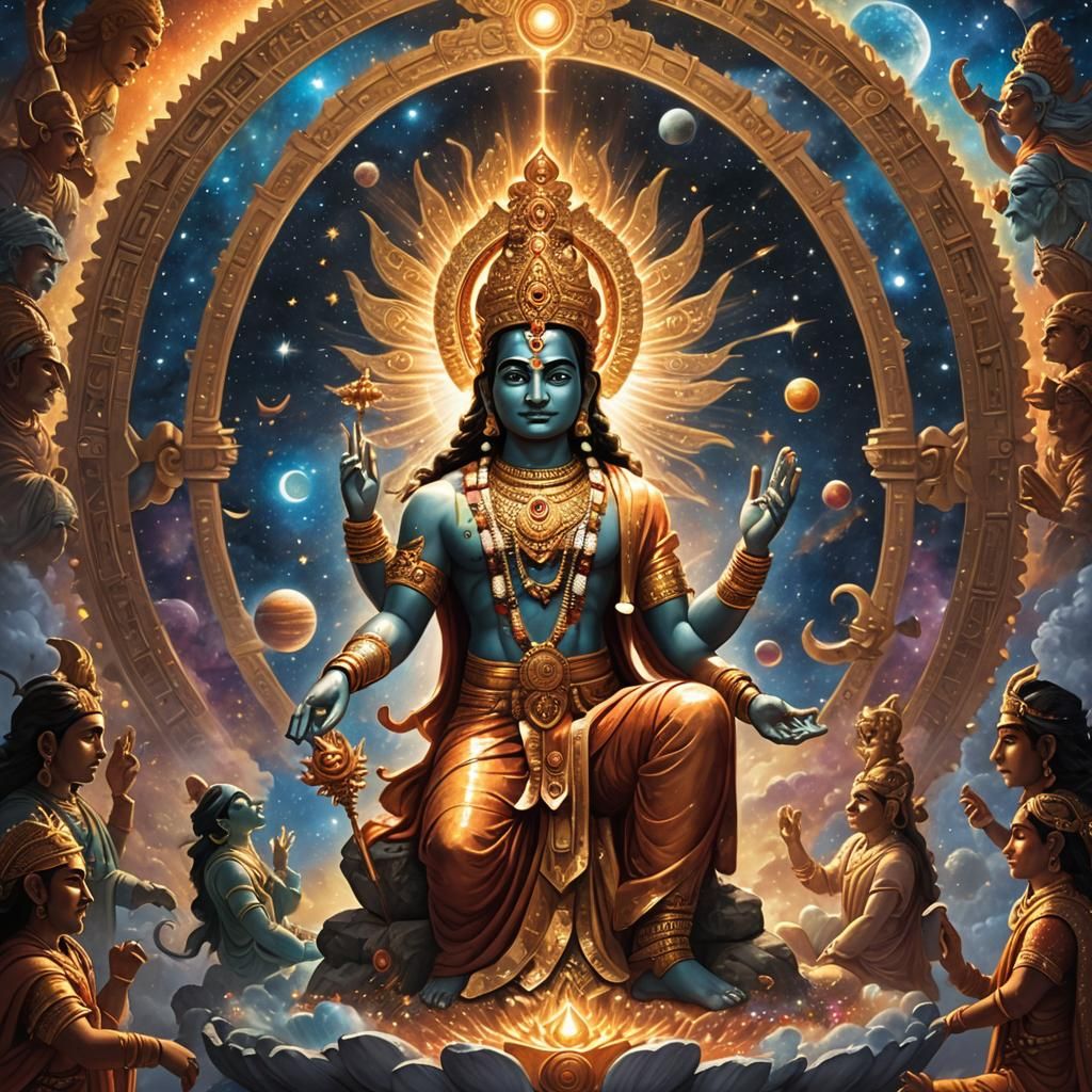 Indian God Enacts Cosmic Laws in Celestial Realm