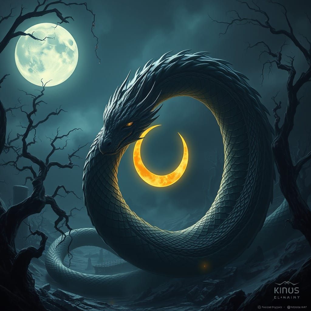Moonlit Serpent Emblem of House Elanoin in Fantasy Art Style