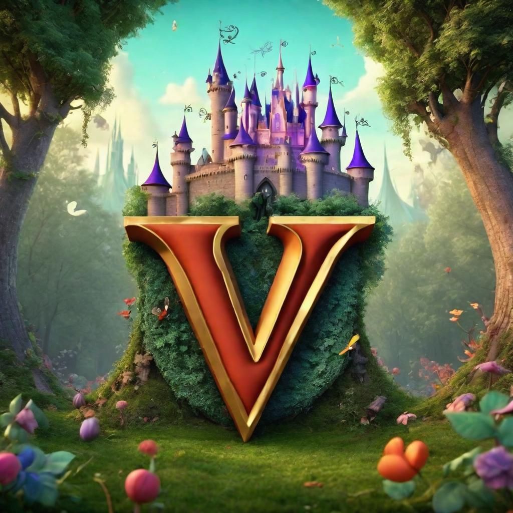 the letter V Disney Pixar style 3D fairy tale villains and f...
