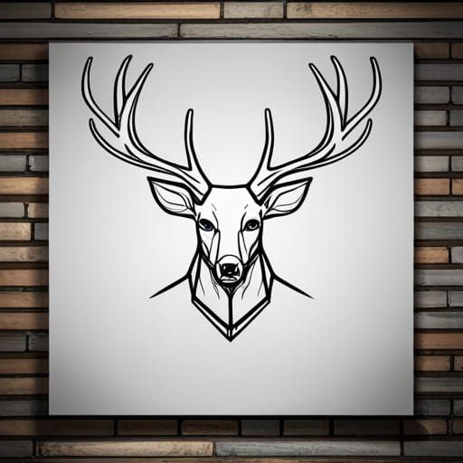Steampunk Deer Line Art Stares at Viewer
