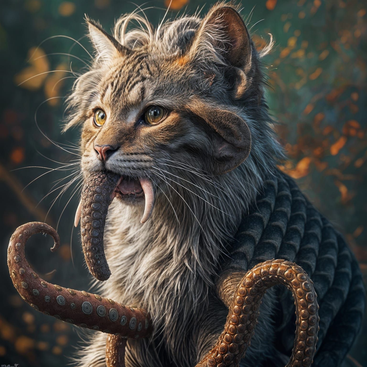 Fantastical Hybrid Creature in Vibrant, Hyperrealistic Art