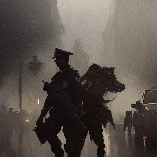 Sinister Police Officer in Rutkowski Style