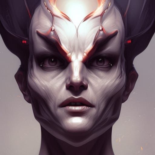 Hyperdetailed Devil Portrait in Volumetric Lighting