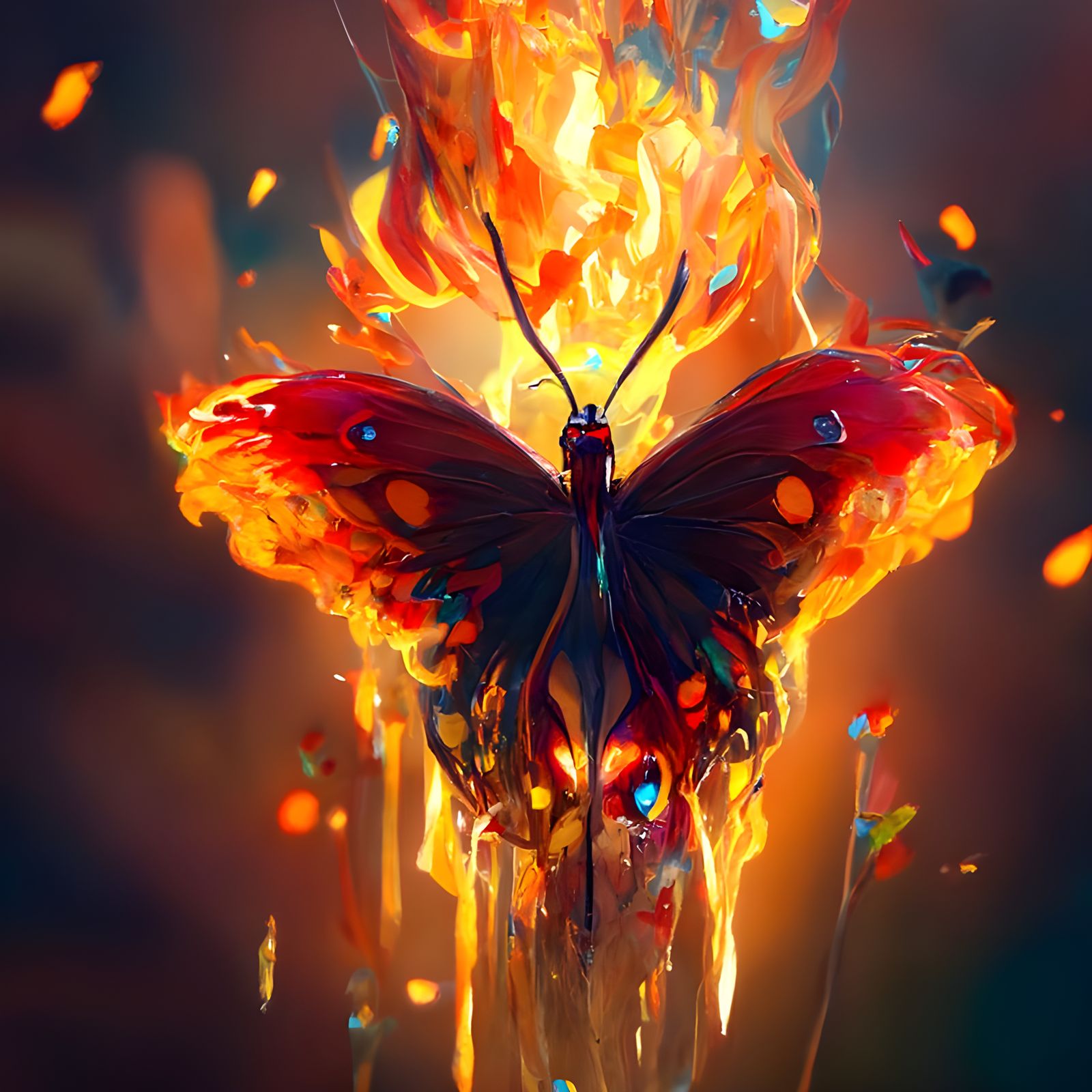 Gorgeous Fire Butterfly in Hyperrealistic Digital Illustrati...