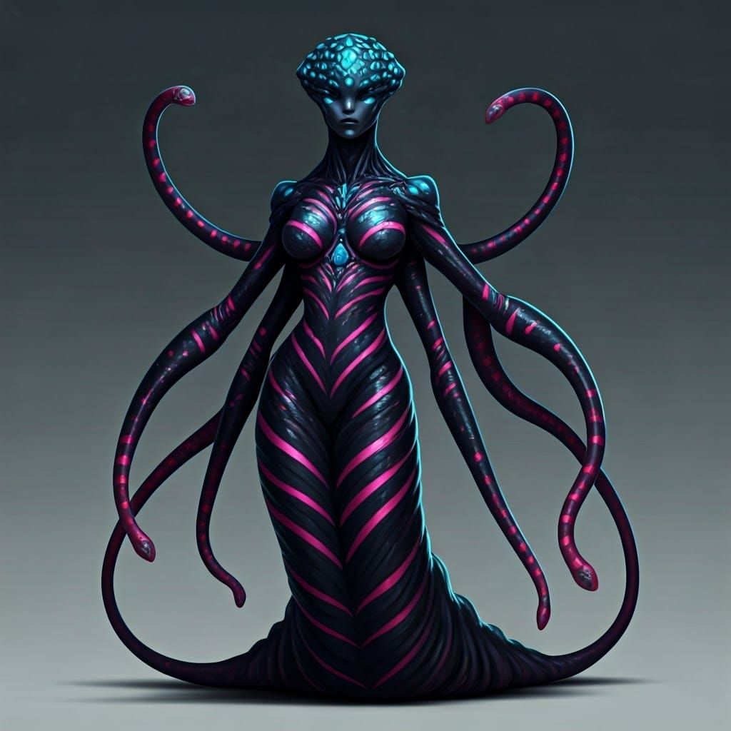 Sci-Fi Alien Creature with Rhombic Blue Shapes