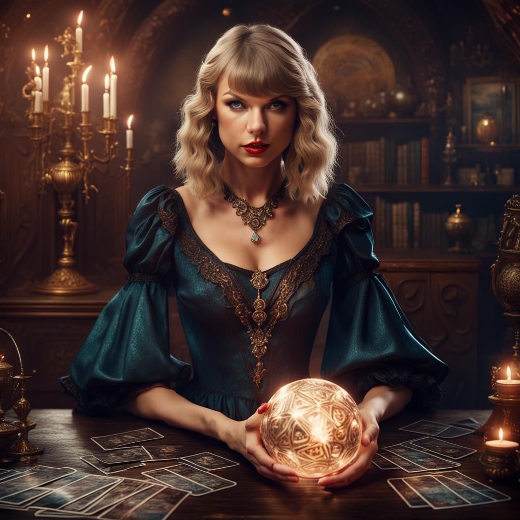 Mystical Witch with Crystal Ball Digital Art