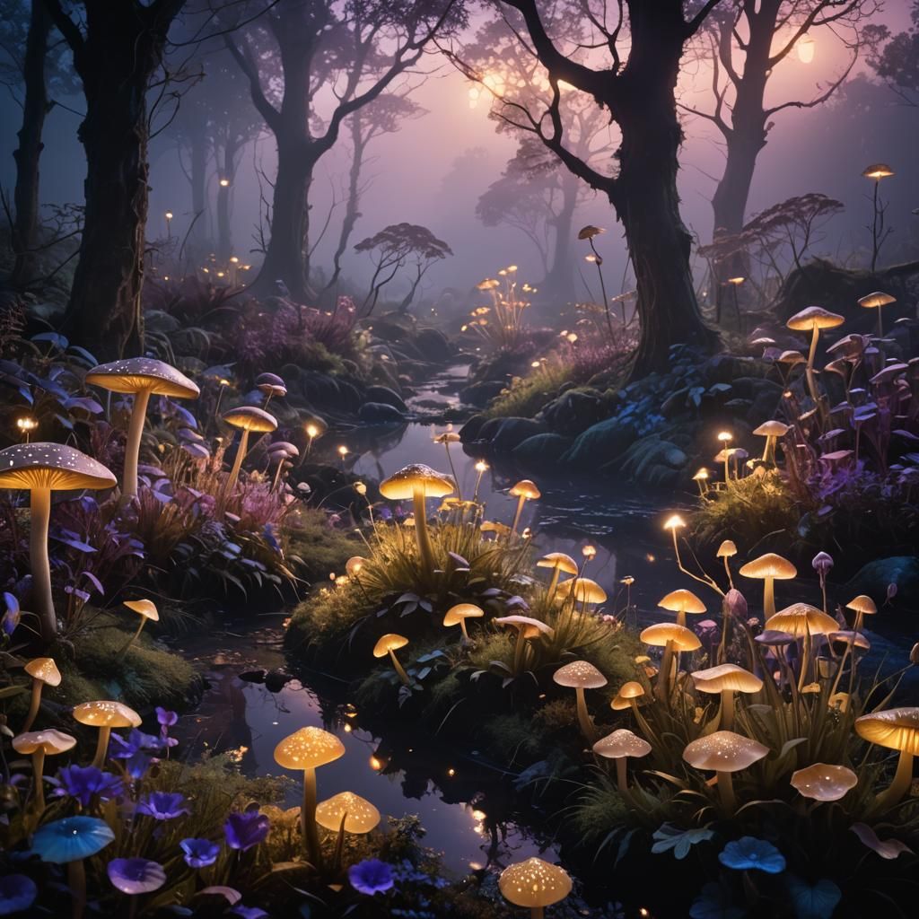 Ethereal Twilight Worldscape: Life in Perpetual Darkness