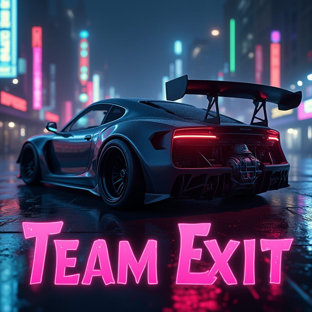 Cyberpunk Car in Neon-Lit Cityscape