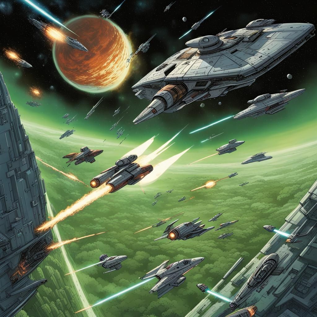 Starfighters Clash in Epic Space Battle