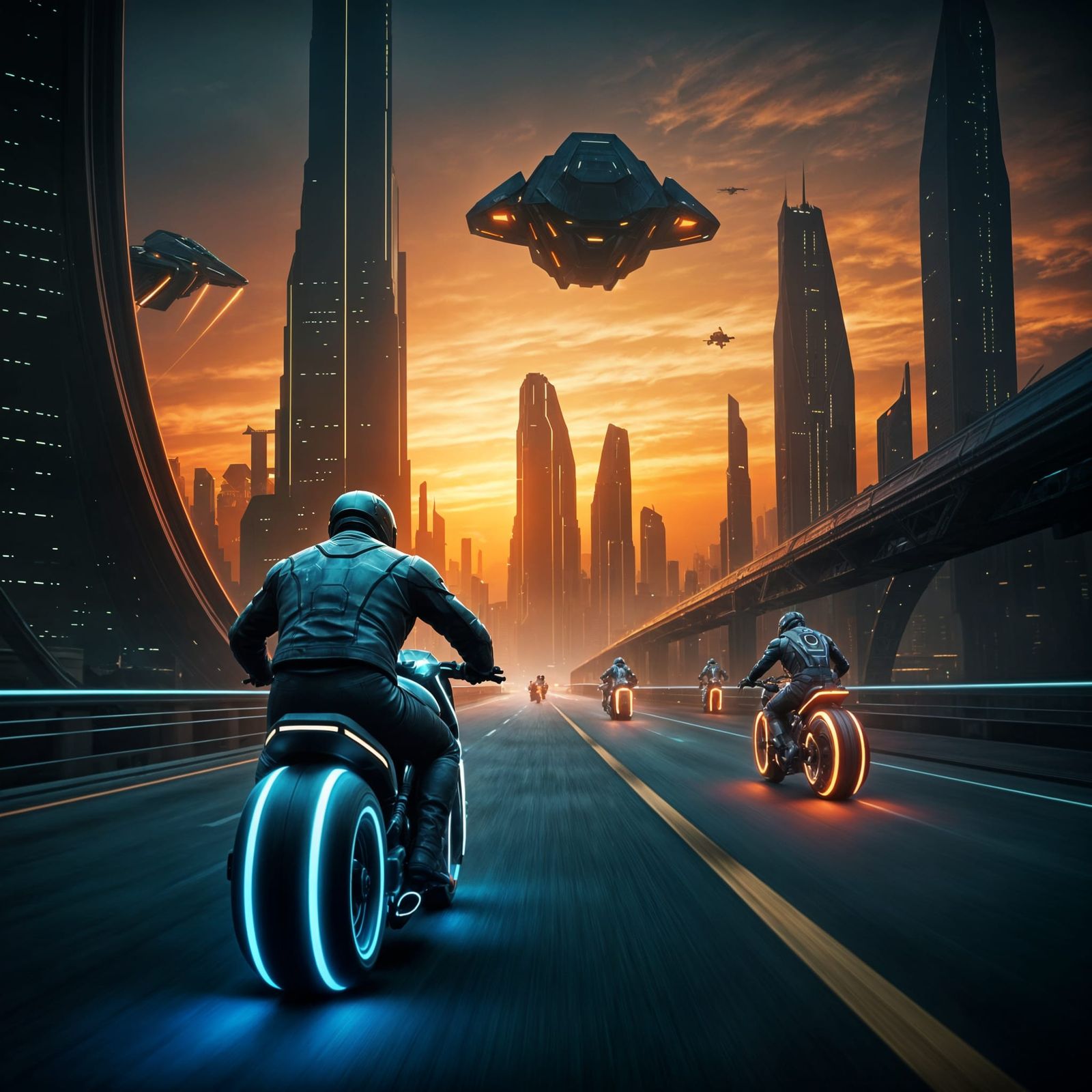 Light Cycle Chase in Tron Legacy Style