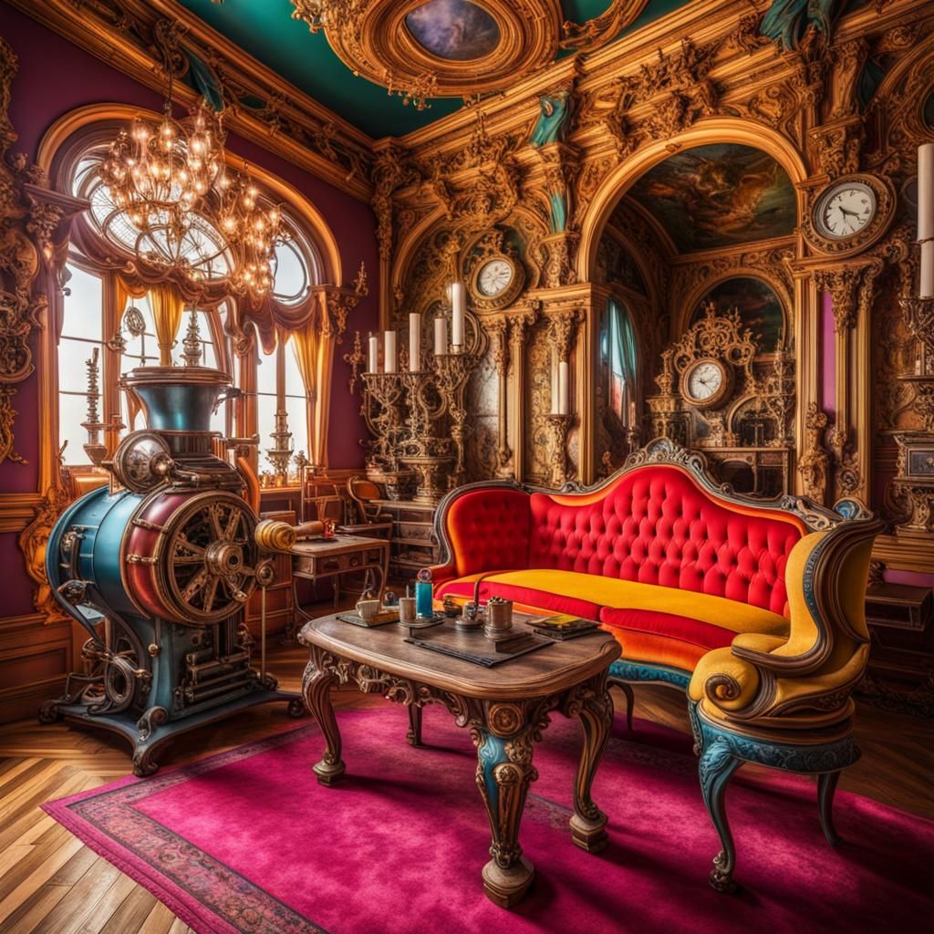 Rococo Steampunk: Maximalist Palace Interior