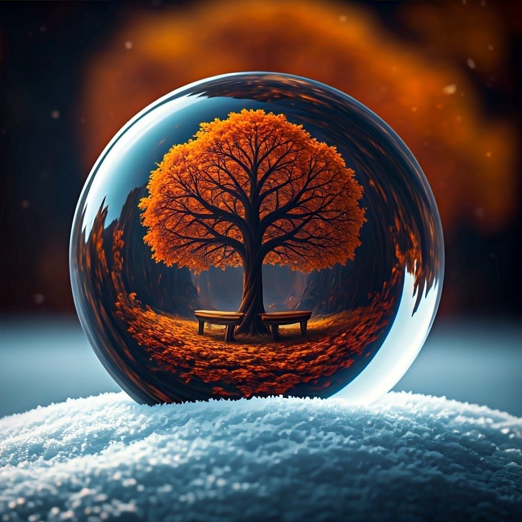 Enchanted Winter Scene with Autumnal Details