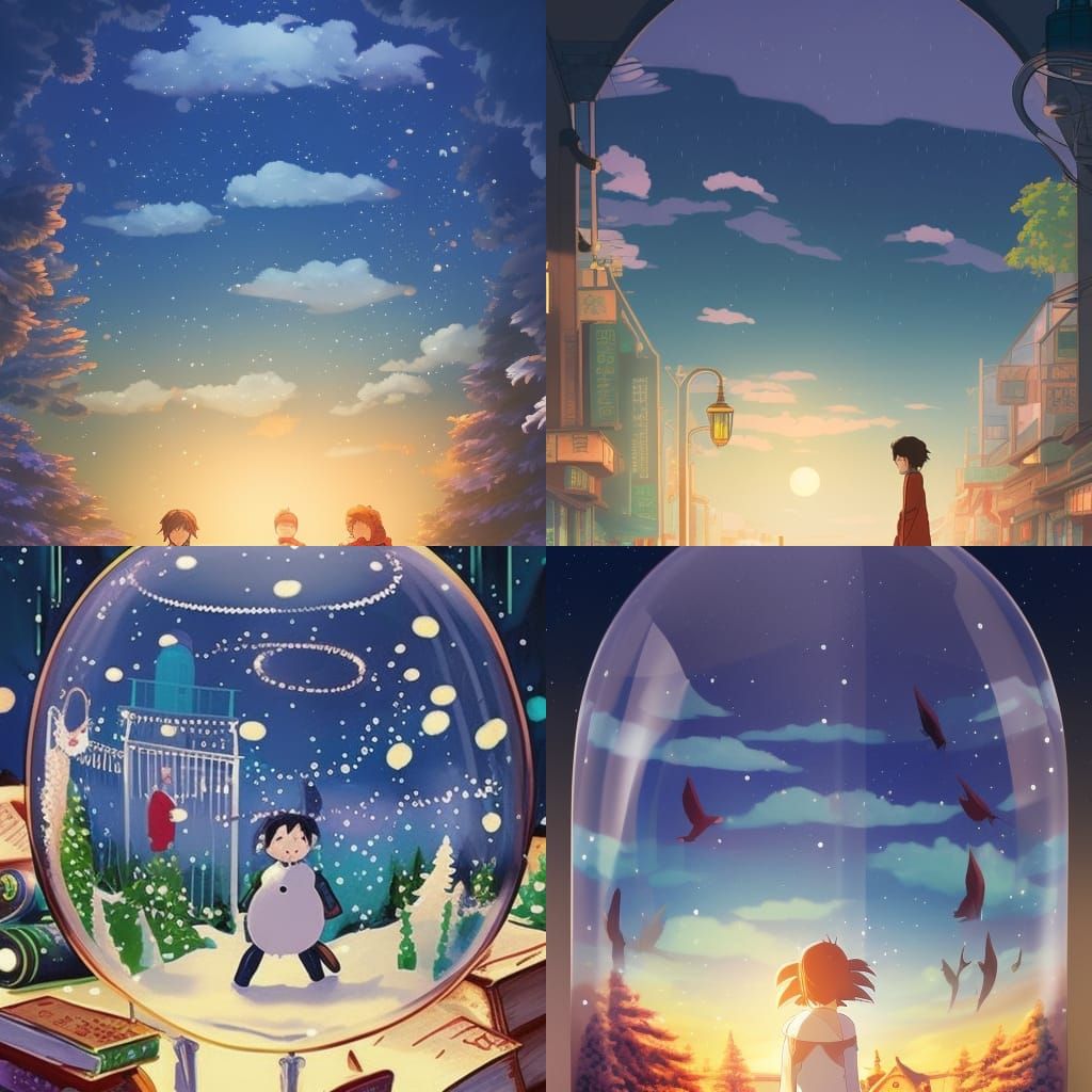 City Snow Globe in Anime Style