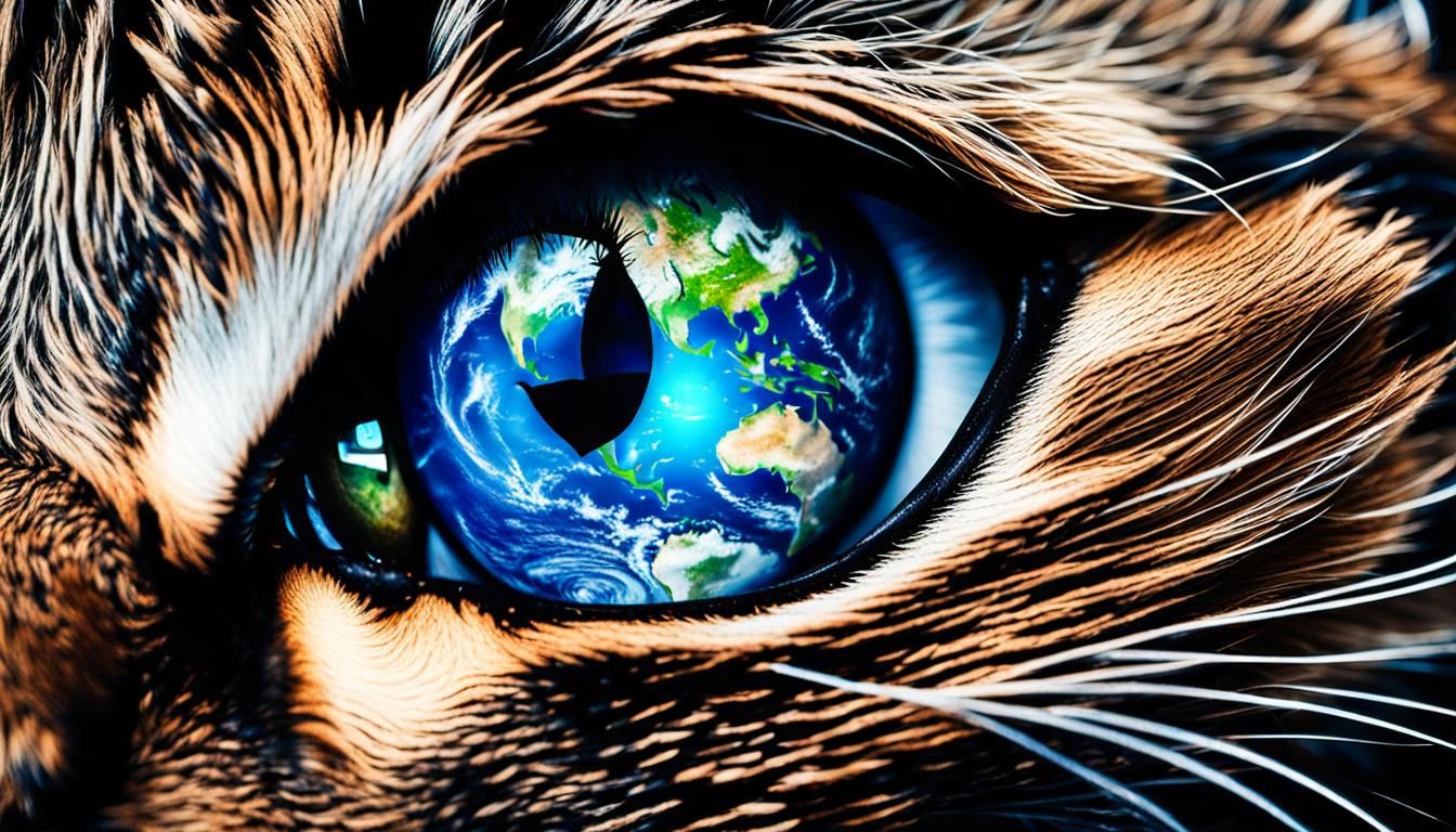 Earth from Space Reflected in Cat's Eye