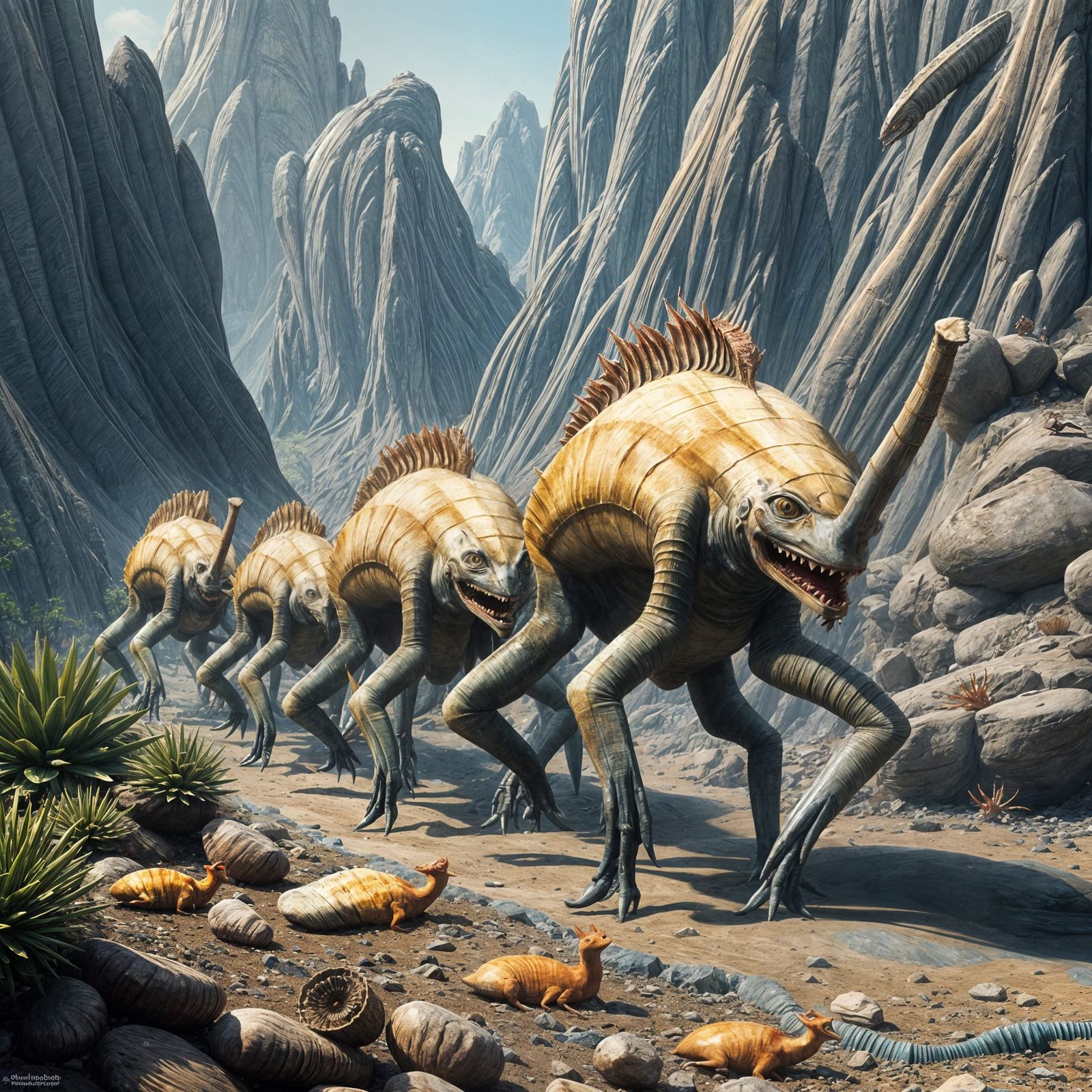 Fossil Creatures Wander Alien World