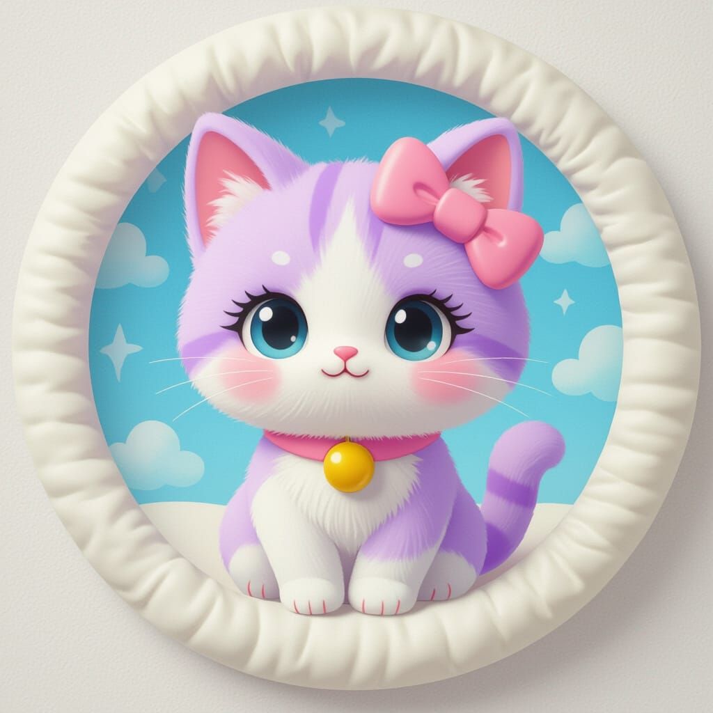 Cute Kawaii Cat with Pastel Accessories