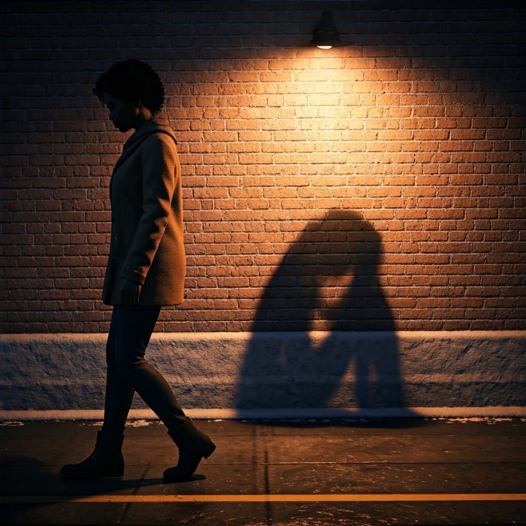 Haunted Winter: Woman and Shadow in 3D