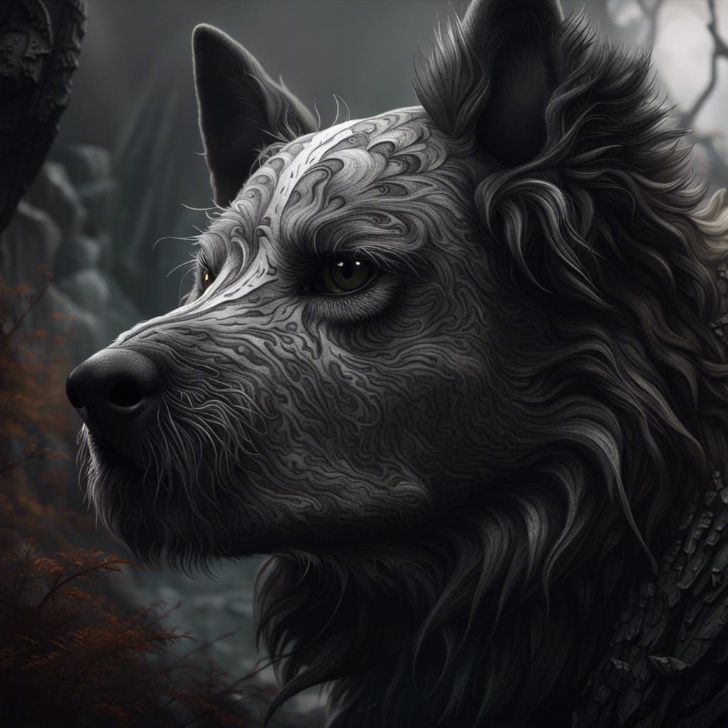 Beautiful Black and White Dog with Grey Eyes