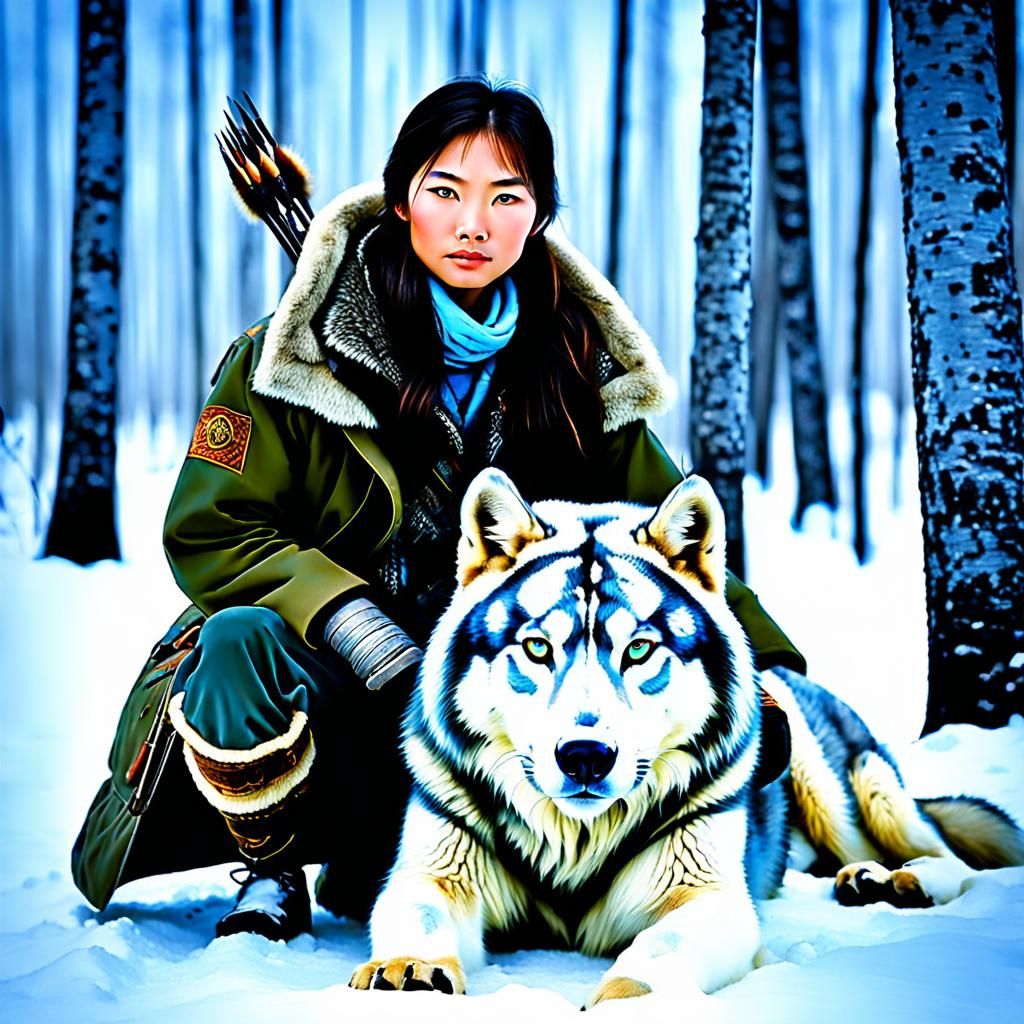 Siberian Huntress in Comic Book Style