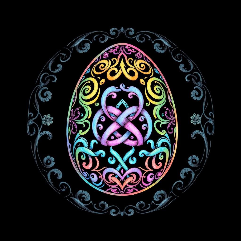 Elegant Medieval Easter Egg in Vibrant Pastel Hues
