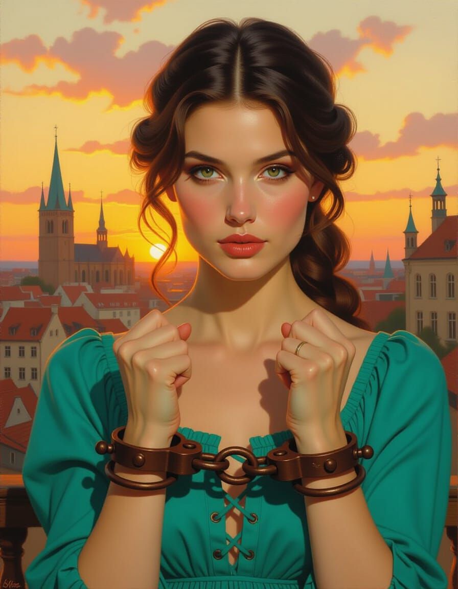 Medieval Woman Portrait in the Style of Fine Art