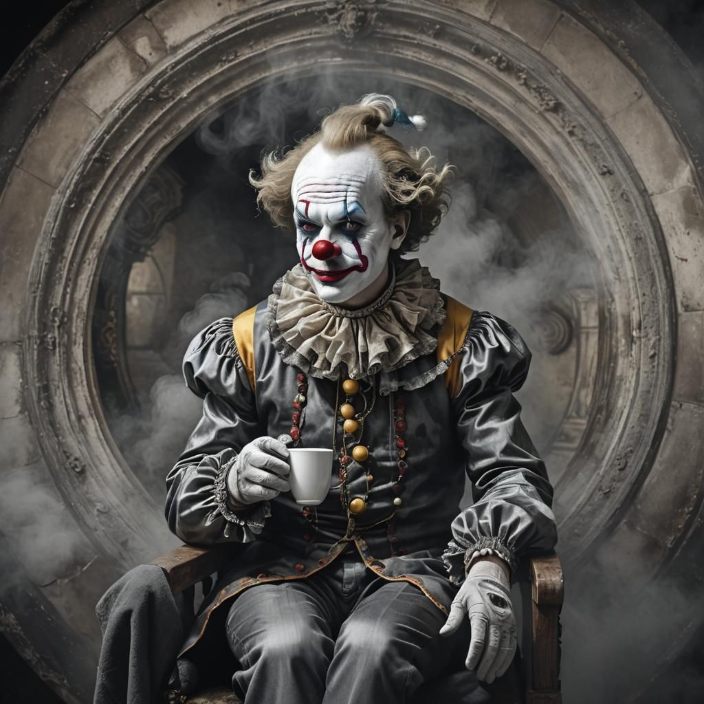 Clown Relaxing in Renaissance Style Fractal Design