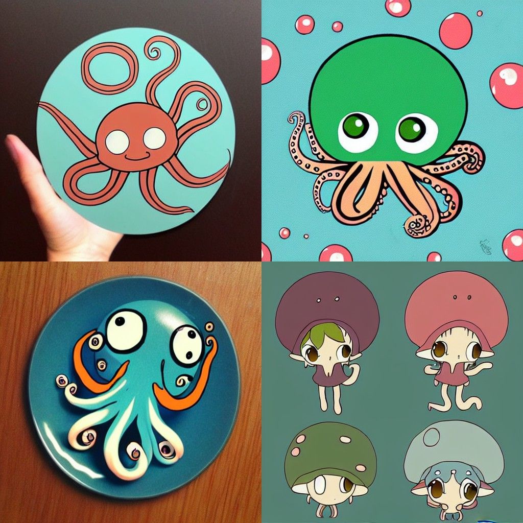 Cute Octopus in Studio Ghibli Style