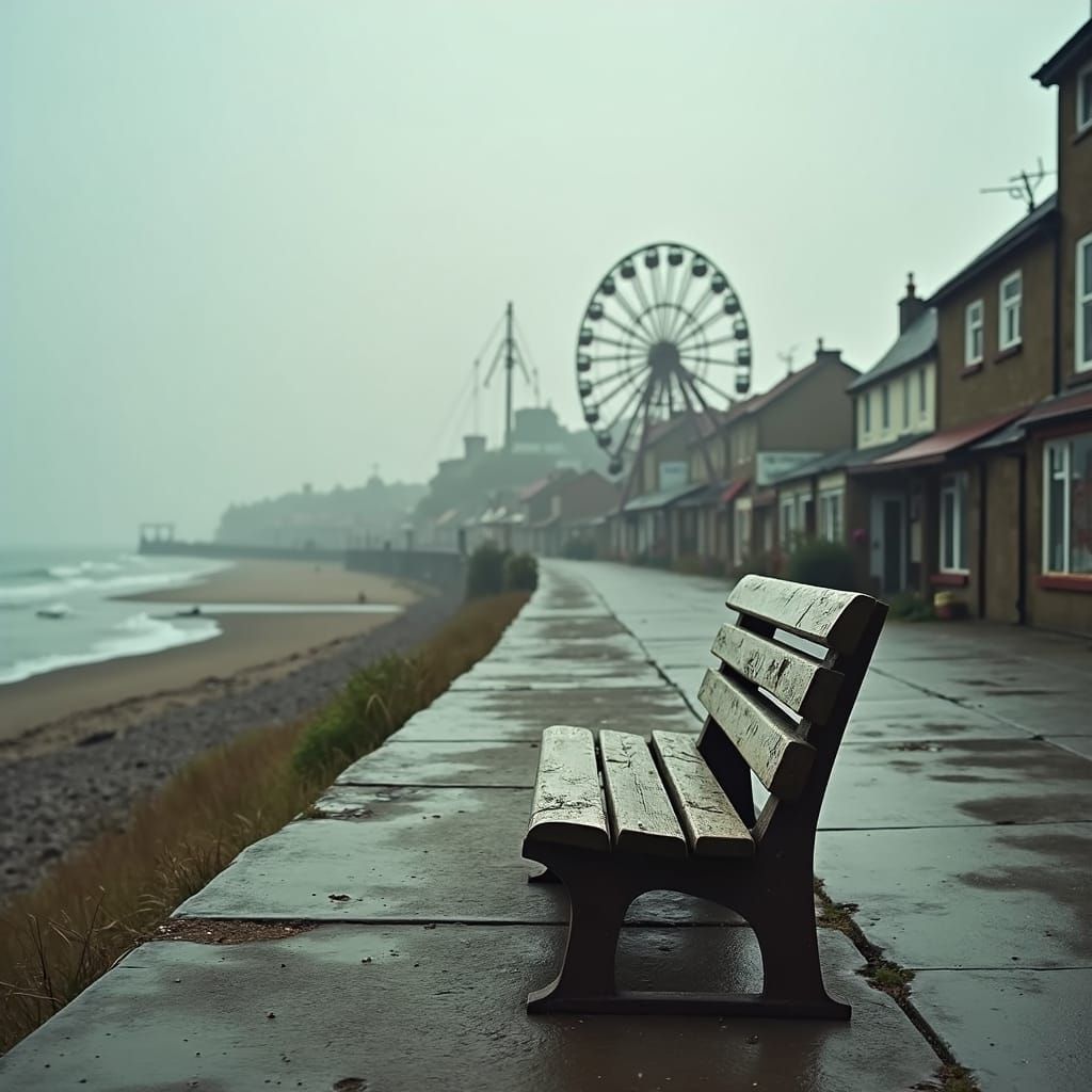 Desolate English Seaside Promenade in Melancholic Style