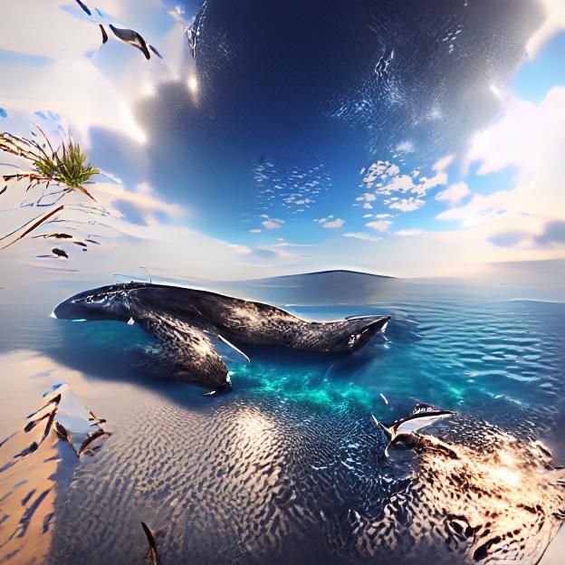Whale Swimming in Ocean Depths