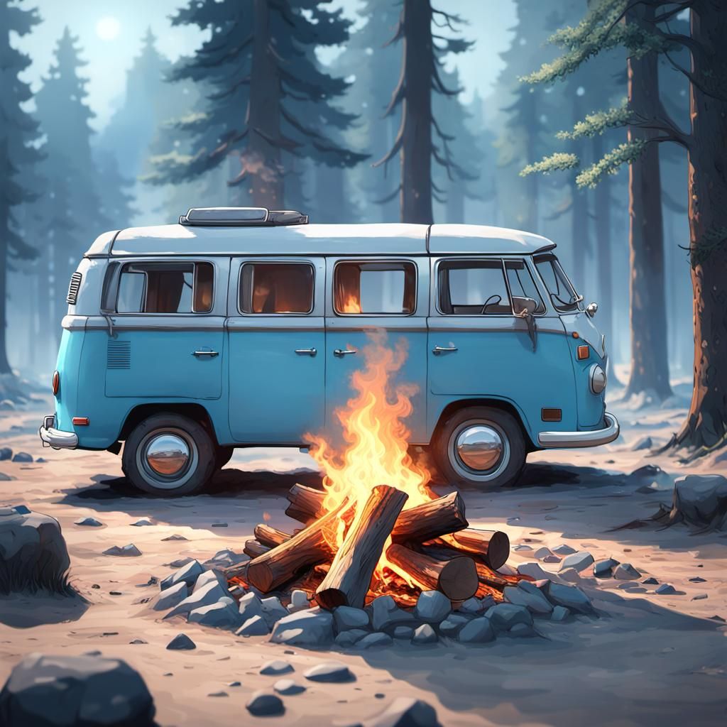 Volkswagen Camper Van by Campfire, 3D Anime Art